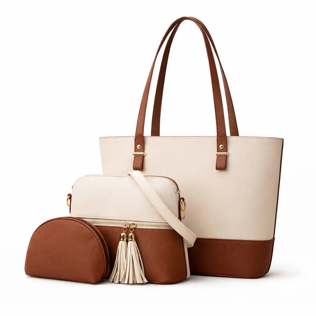 KAYA Brown 3-Piece Tote Set