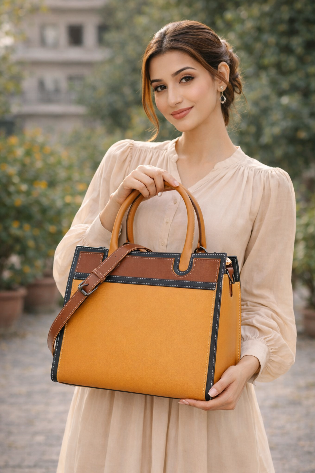 NOVA MUSTARD & TAN HANDBAG
