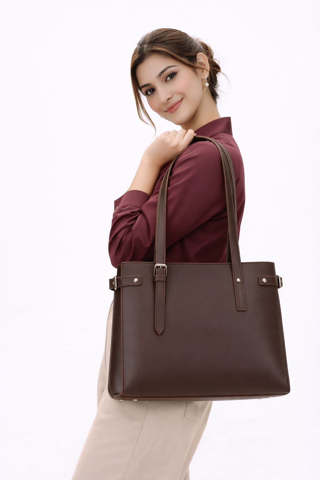 VERA DEEP BROWN TOTE BAG
