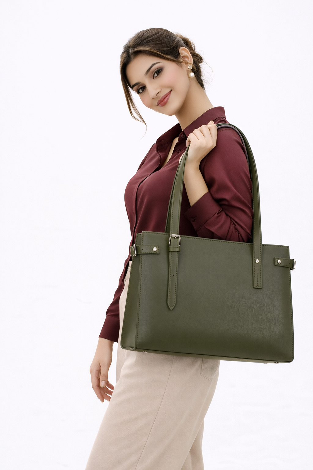 VERA OLIVE GREEN TOTE BAG