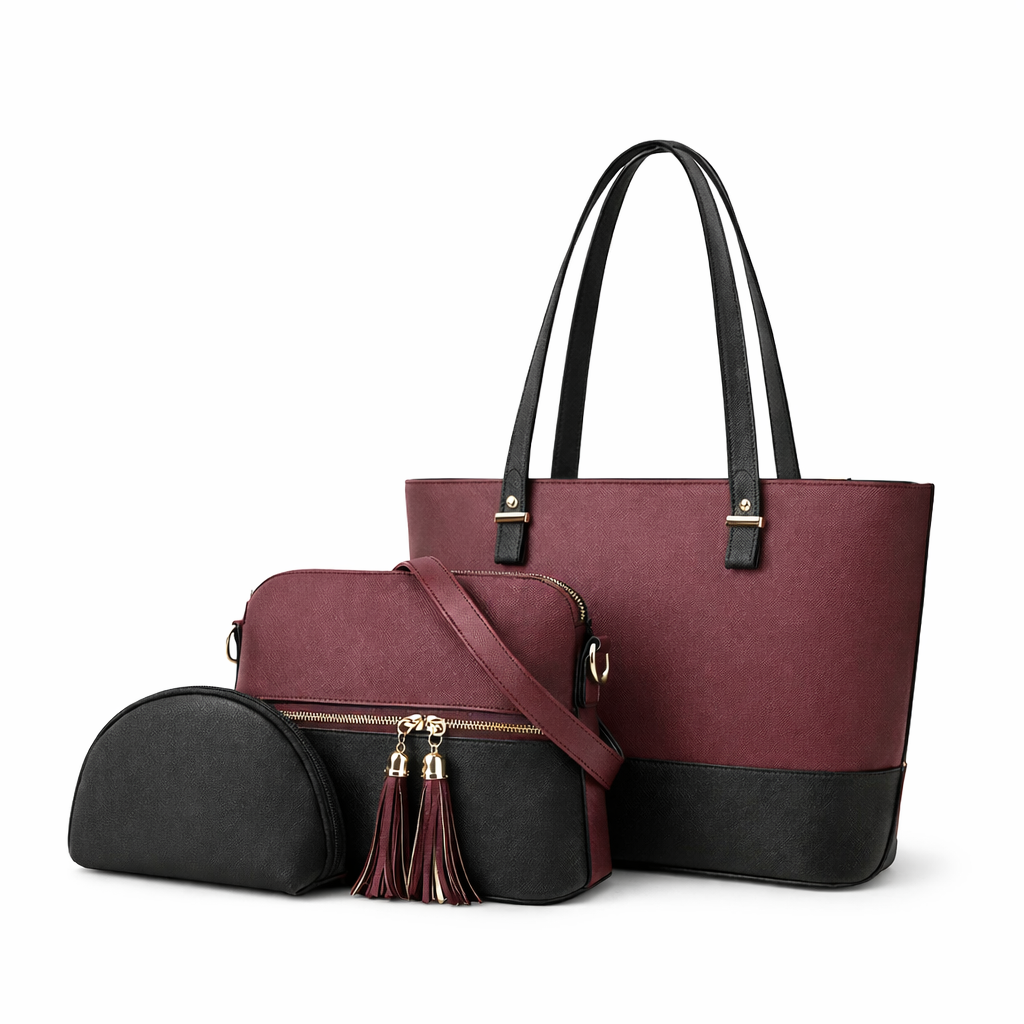 KAYA Mahroon 3-Piece Tote Set